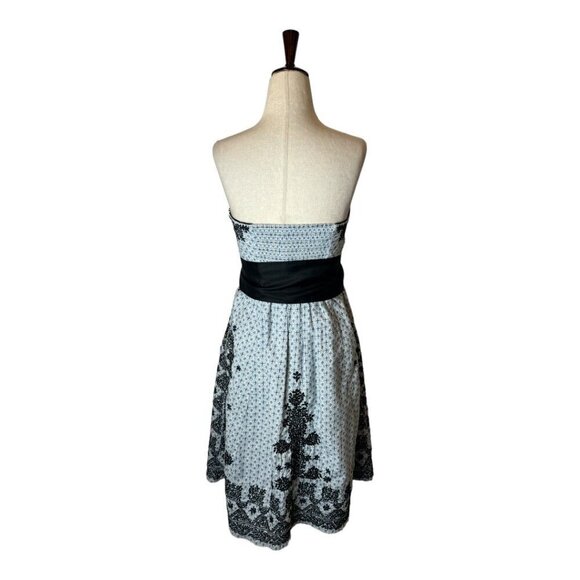 Anthropologie Moulinette Soeurs Dress Women 2 Blue Embroidered Strapless Elysian - Picture 3 of 12